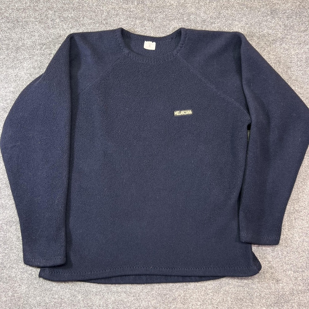 Melanzana Fleece Pullover Mens Large Blue Long Sleeve Crewneck Shirt Top